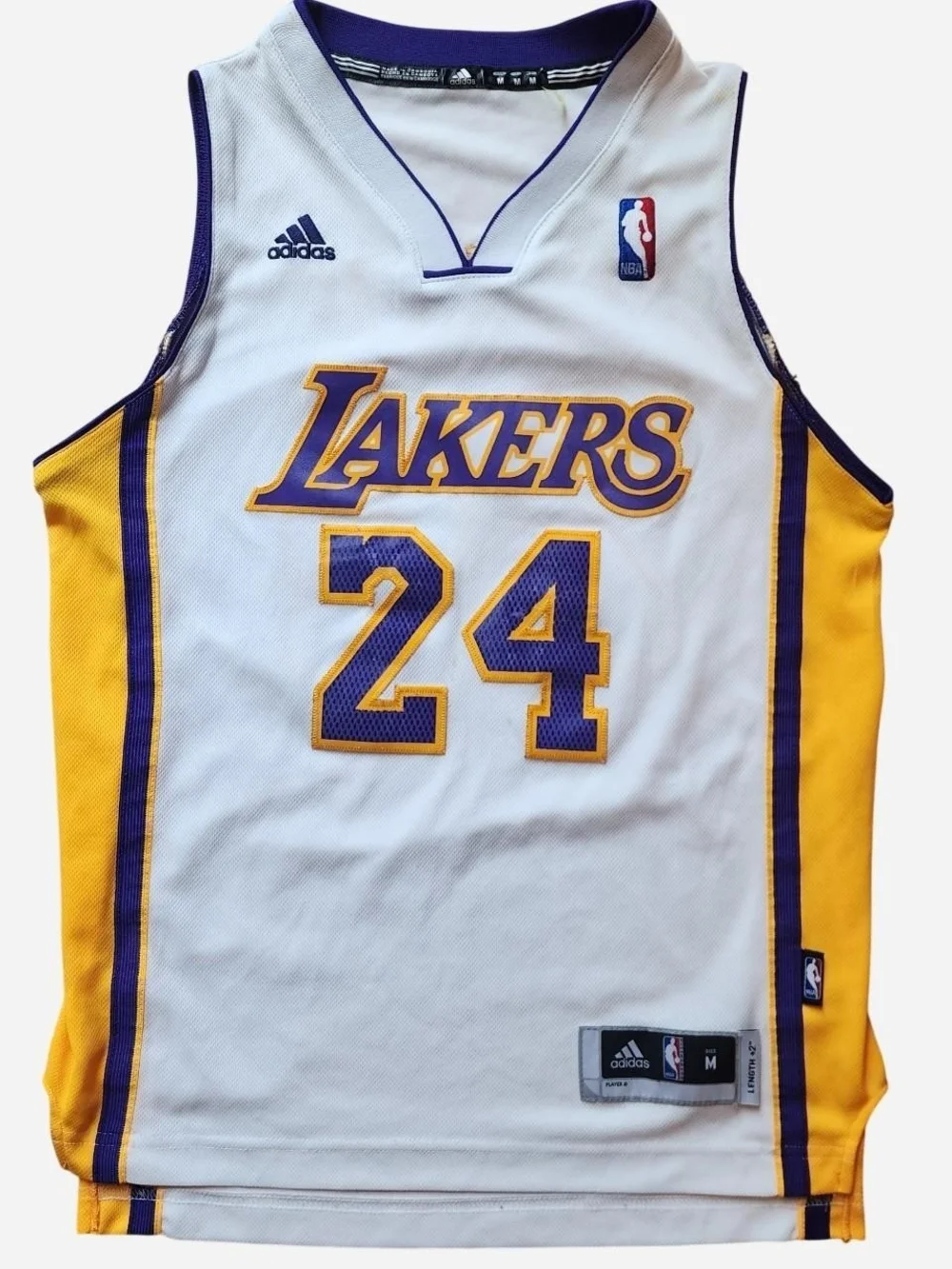 Adidas Los Angeles Lakers #24 White/Purple/Gold Jersey Size Medium